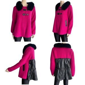 Fuchsia Waffle Knit Spring Fall Teddy Coat Sz M​​​​​​